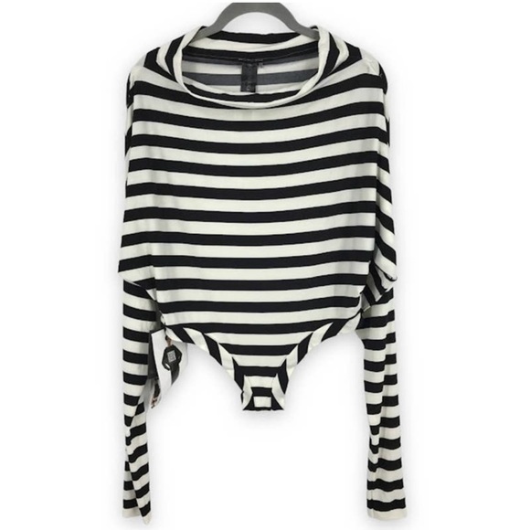 Norma Kamali All In One Bodysuit S Striped Convertible Elastic Neck Dolman NWD - Picture 4 of 6